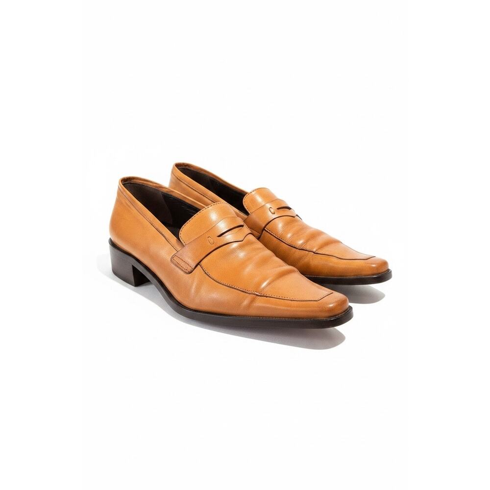 Vintage Bama Leather Penny Loafers Made in Germany Tan Square Toe Size 8.5